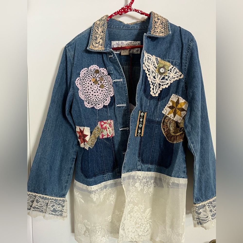 Steampunk vintage Upcycled denim jacket
